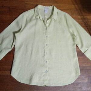 CHICO'S no iron linen 3/4 sleeve button down shirt (2/US12)